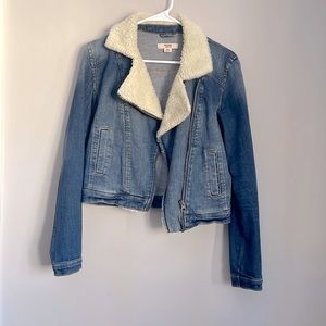 Denim Moto jacket with faux fur trim